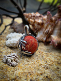 Pendentif sphère corail rouge