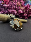 Pendentif mandala/quartz fumé/ topaze imperial