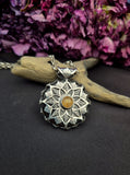 Pendentif mandala/quartz fumé/ topaze imperial