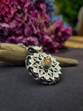 Pendentif mandala/quartz fumé/ topaze imperial