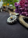 Pendentif mandala/quartz fumé/ topaze imperial