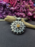 Pendentif mandala/quartz fumé/ topaze imperial