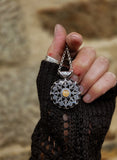 Pendentif mandala/quartz fumé/ topaze imperial
