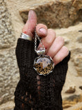 Pendentif mandala/quartz fumé/ topaze imperial