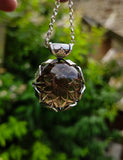 Pendentif mandala/quartz fumé/ topaze imperial