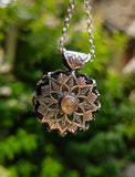 Pendentif mandala/quartz fumé/ topaze imperial