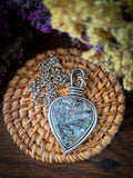 Pendentif calcedoine cuprifere double face