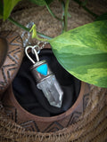 Pendentif quartz/ bois bleu opalisé