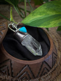 Pendentif quartz/ bois bleu opalisé