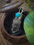 Pendentif quartz/ bois bleu opalisé