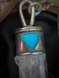 Pendentif quartz/ bois bleu opalisé