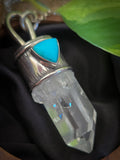 Pendentif quartz/ bois bleu opalisé