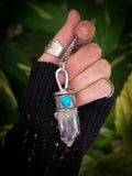 Pendentif quartz/ bois bleu opalisé