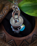 Pendentif quartz/ bois bleu opalisé