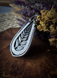 Pendentif serpentine stichtite/ fougère