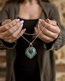 Pendentif variscite/ monstera