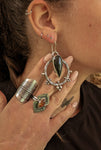 Boucles d'oreilles obsidienne manta huichol