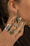 Boucles d'oreilles obsidienne manta huichol