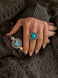 Bague turquoise a inclusion de pyrite taille 60